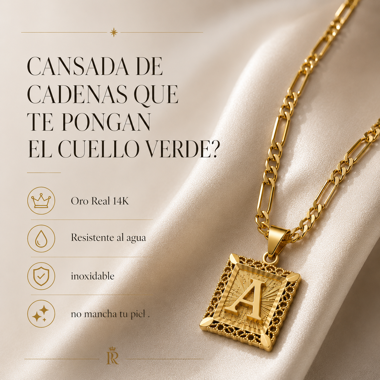 Cadena de Inicial de  Oro 14K
