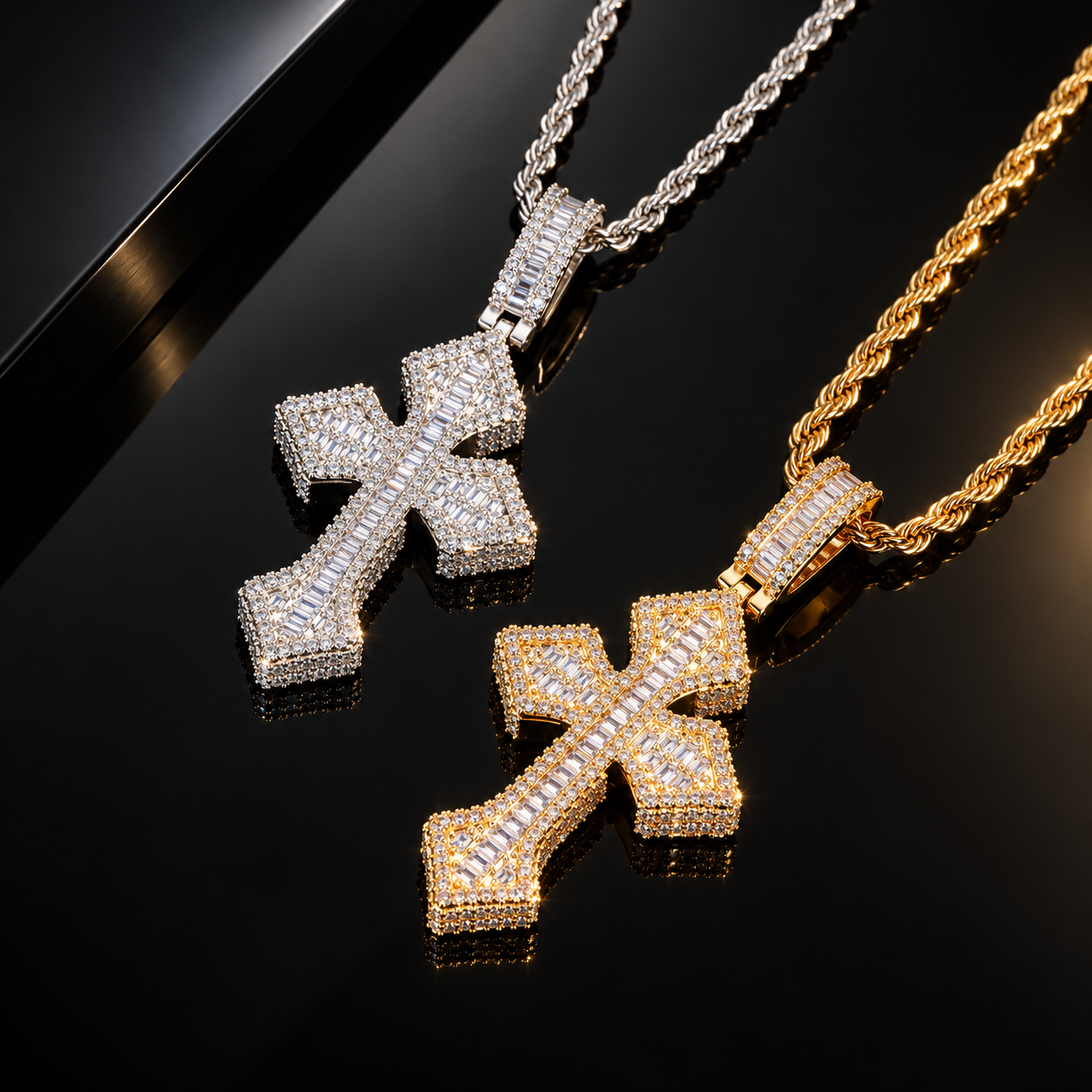 Cross Pendant with Moissanite Diamonds